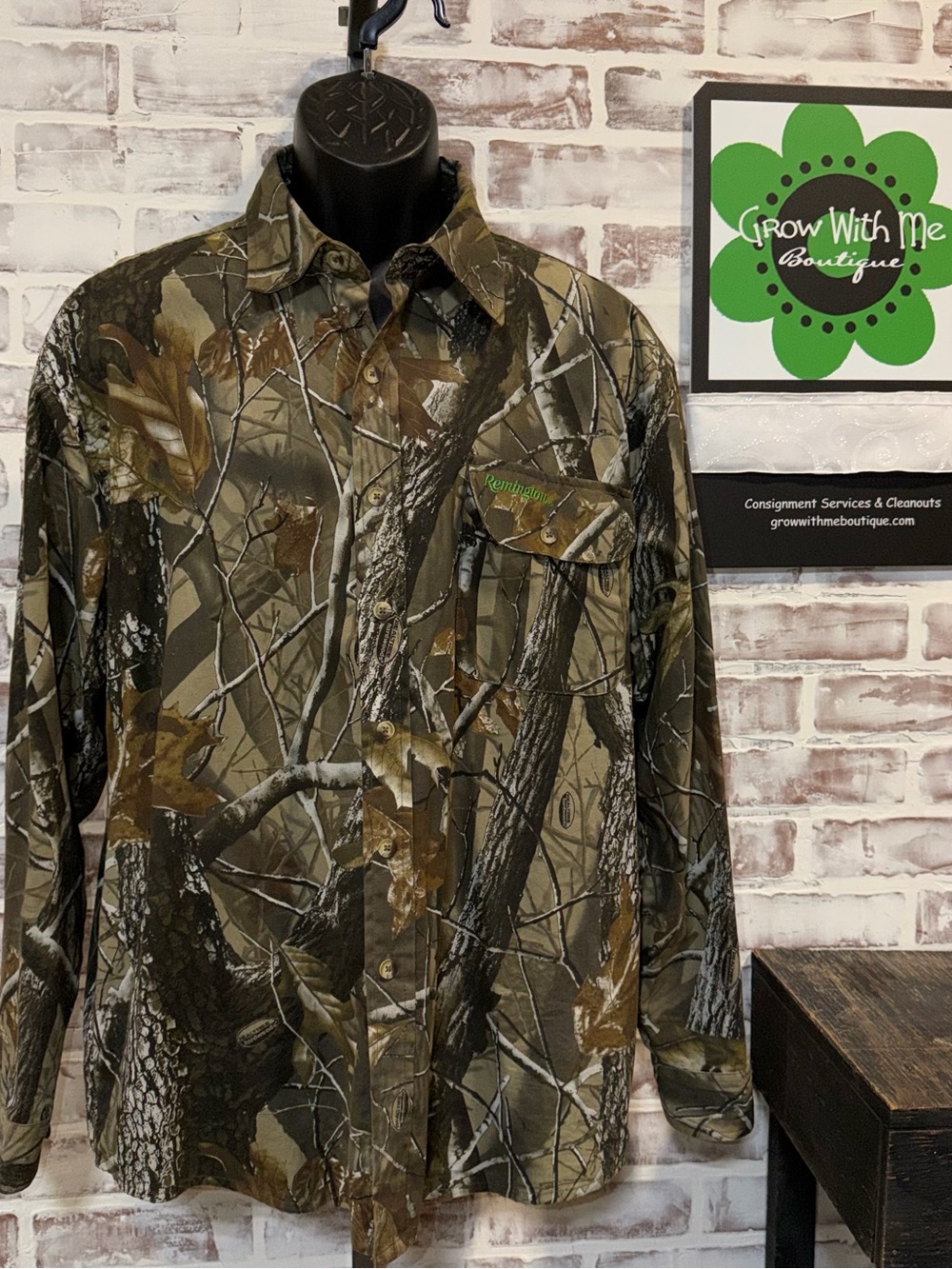 Men's Realtree Camo Button-Up Hunting Shirt Jacket - Olive/Brown